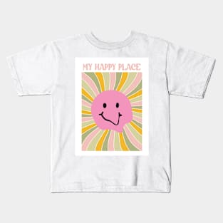 My happy place pink smiley Kids T-Shirt